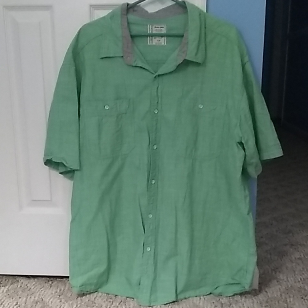 Men's light green button down shirt